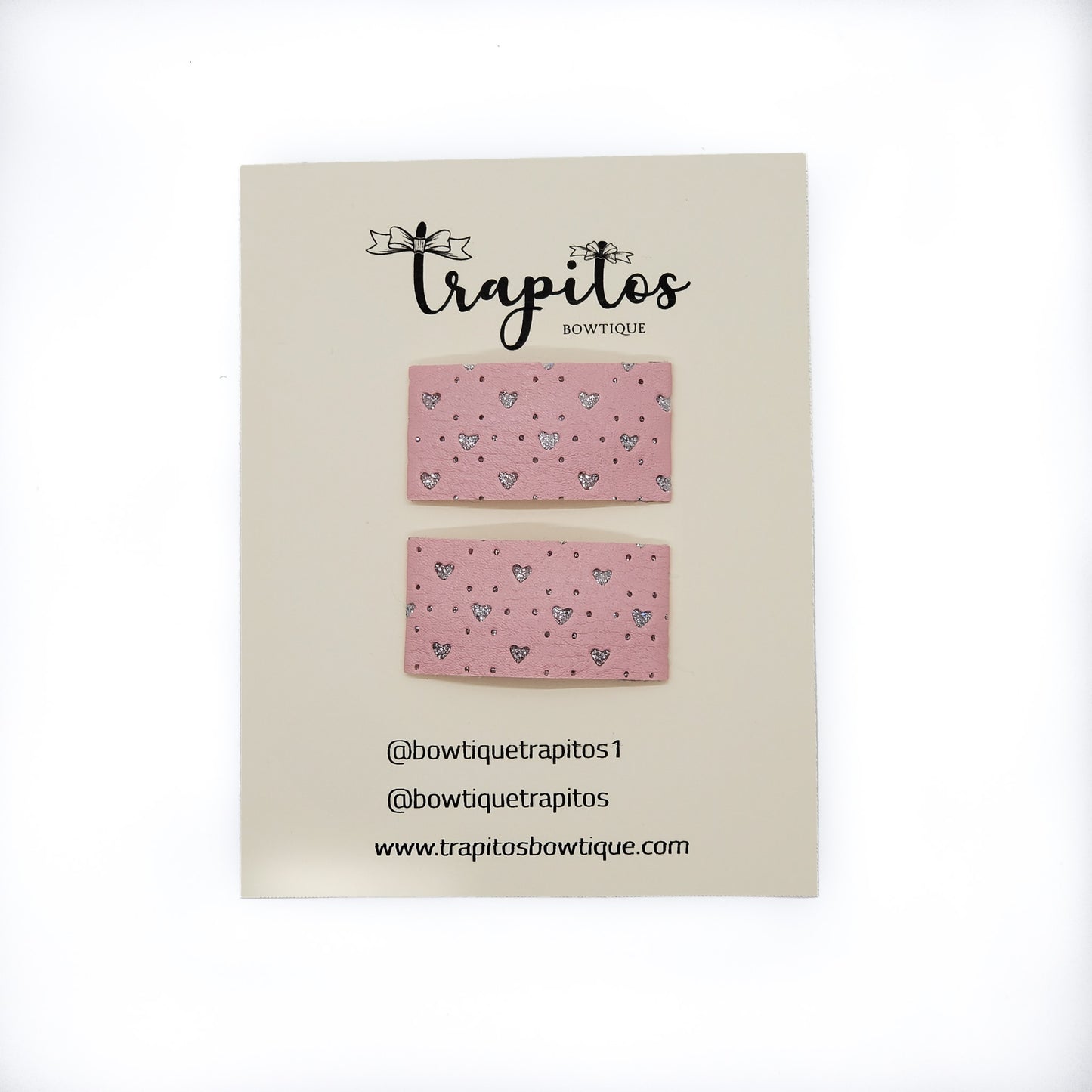 Set Rosa Corazones Glitter