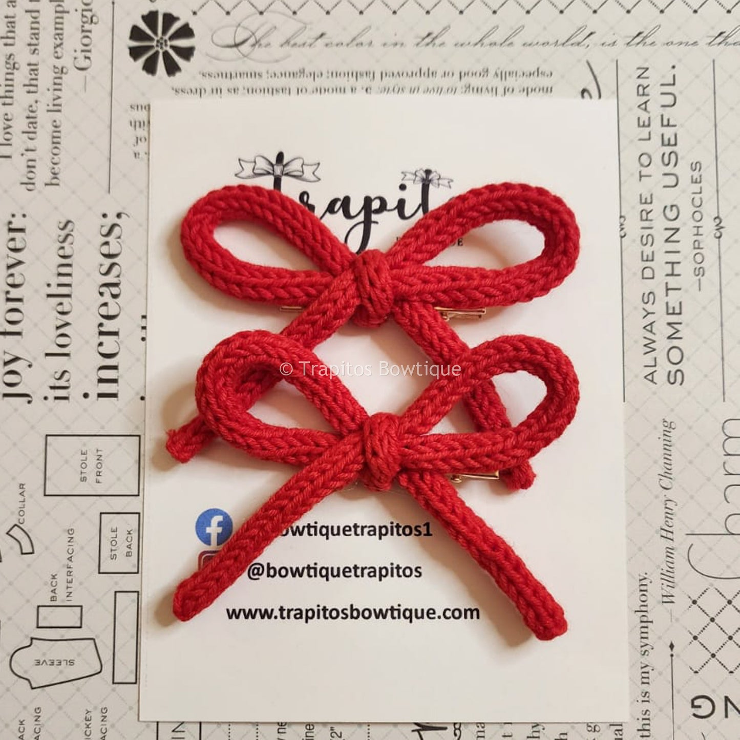 Red | Pigtail Set - Crochet Bow
