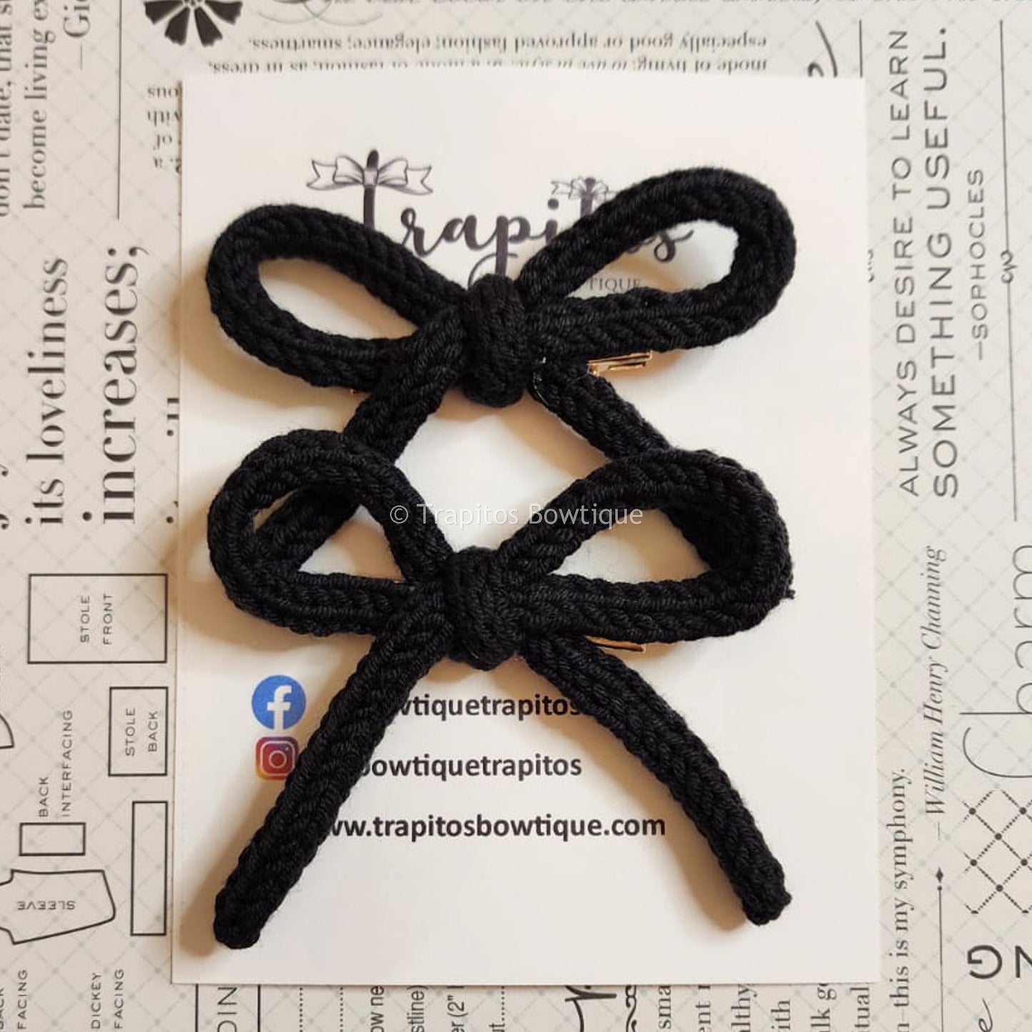 Black | Pigtail Set - Crochet Bow