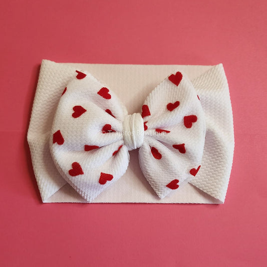 White - Red heart | Headwrap