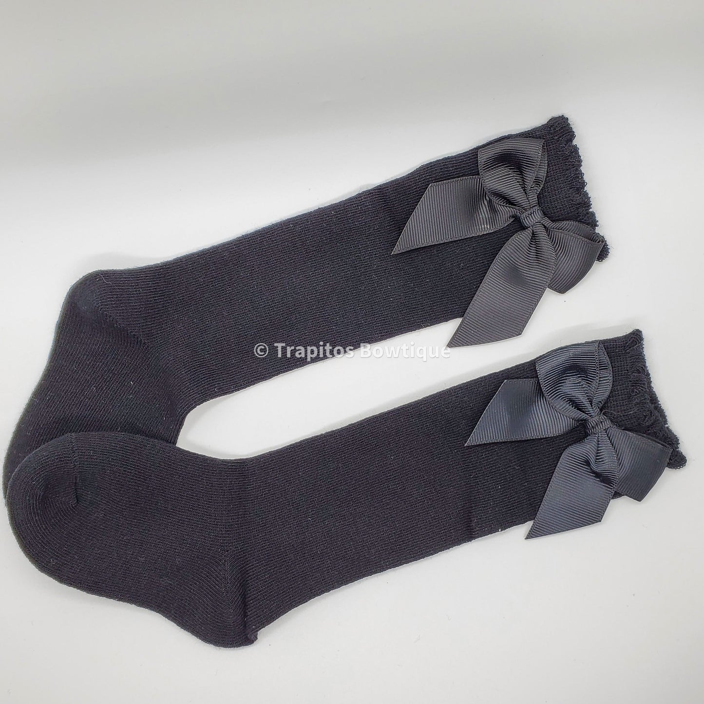 Medias Altas con Moño / Negro
