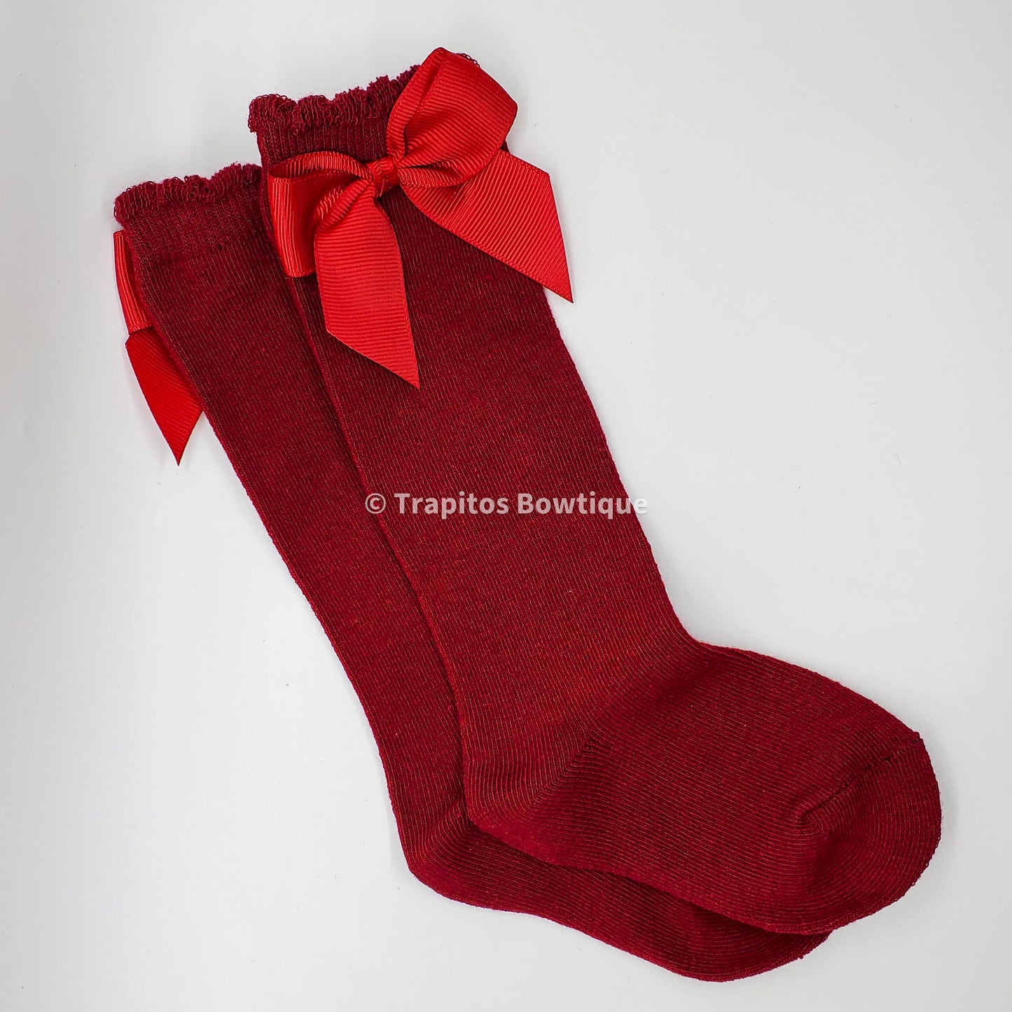 Medias Altas con Moño / Rojo