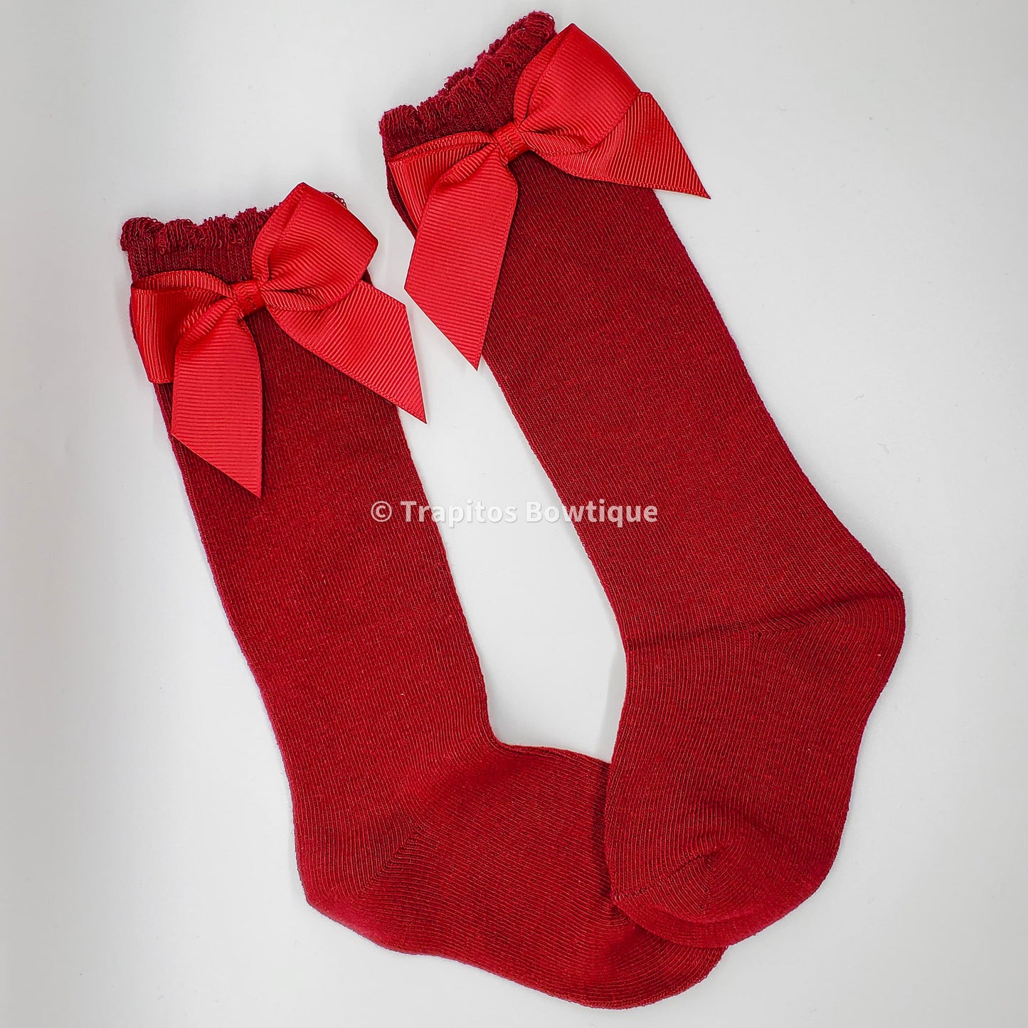 Medias Altas con Moño / Rojo