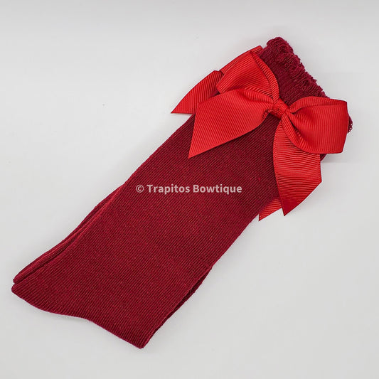 Medias Altas con Moño / Rojo