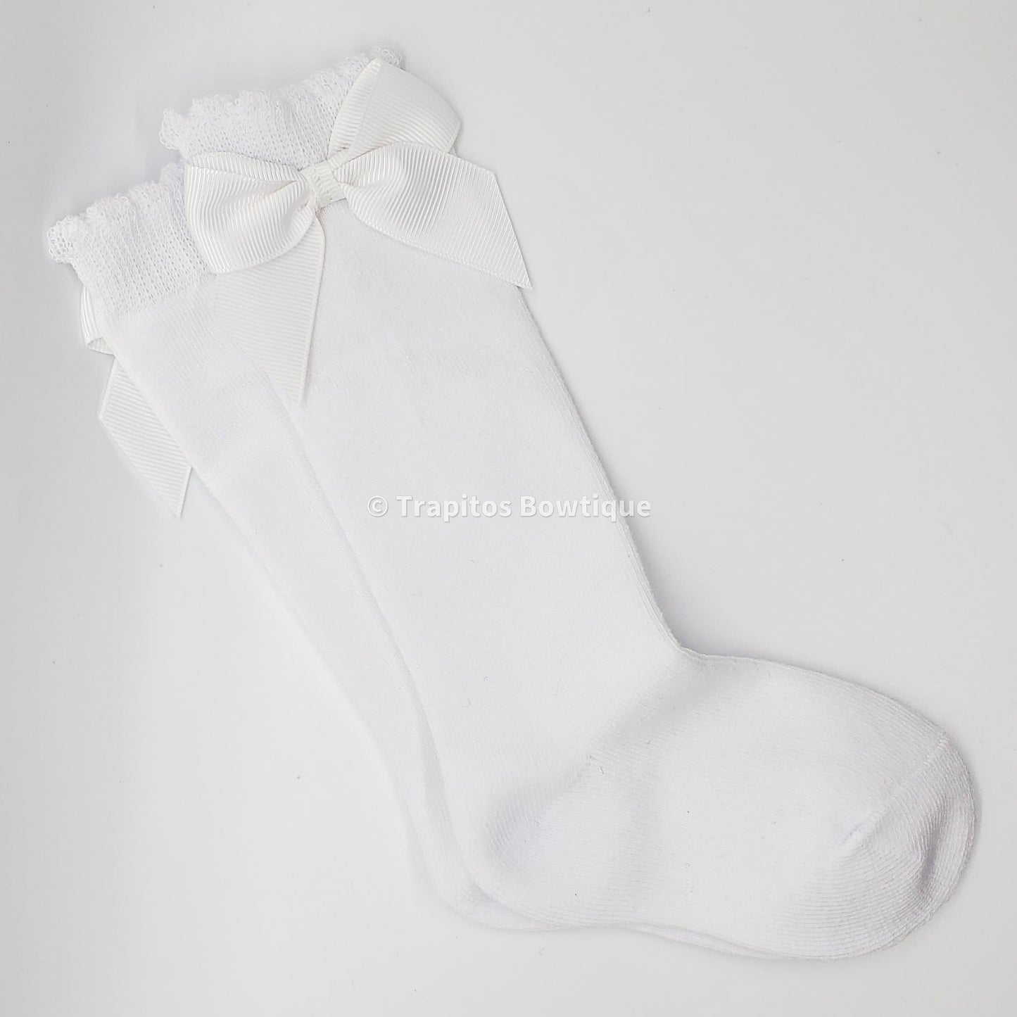 Medias Altas con Moño / Blanco