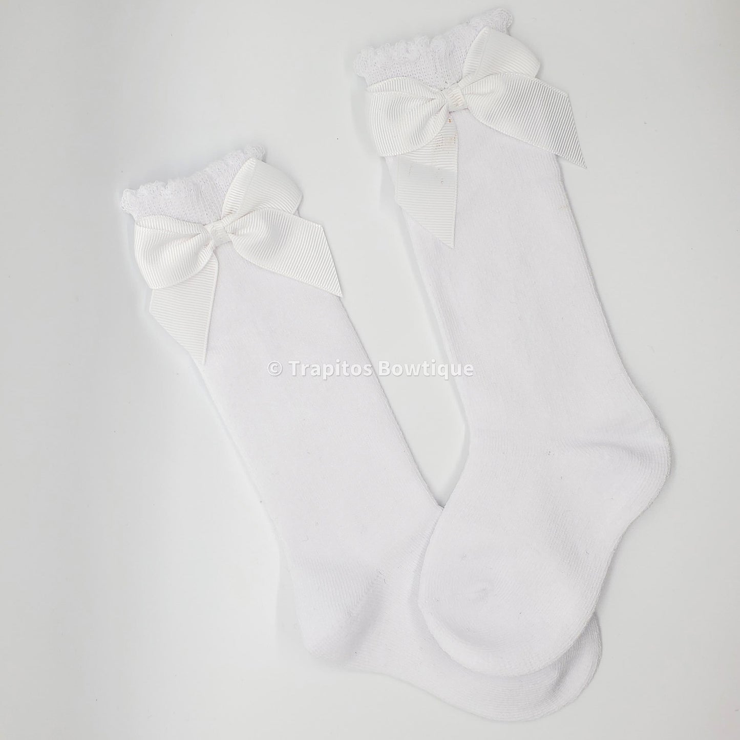 Medias Altas con Moño / Blanco