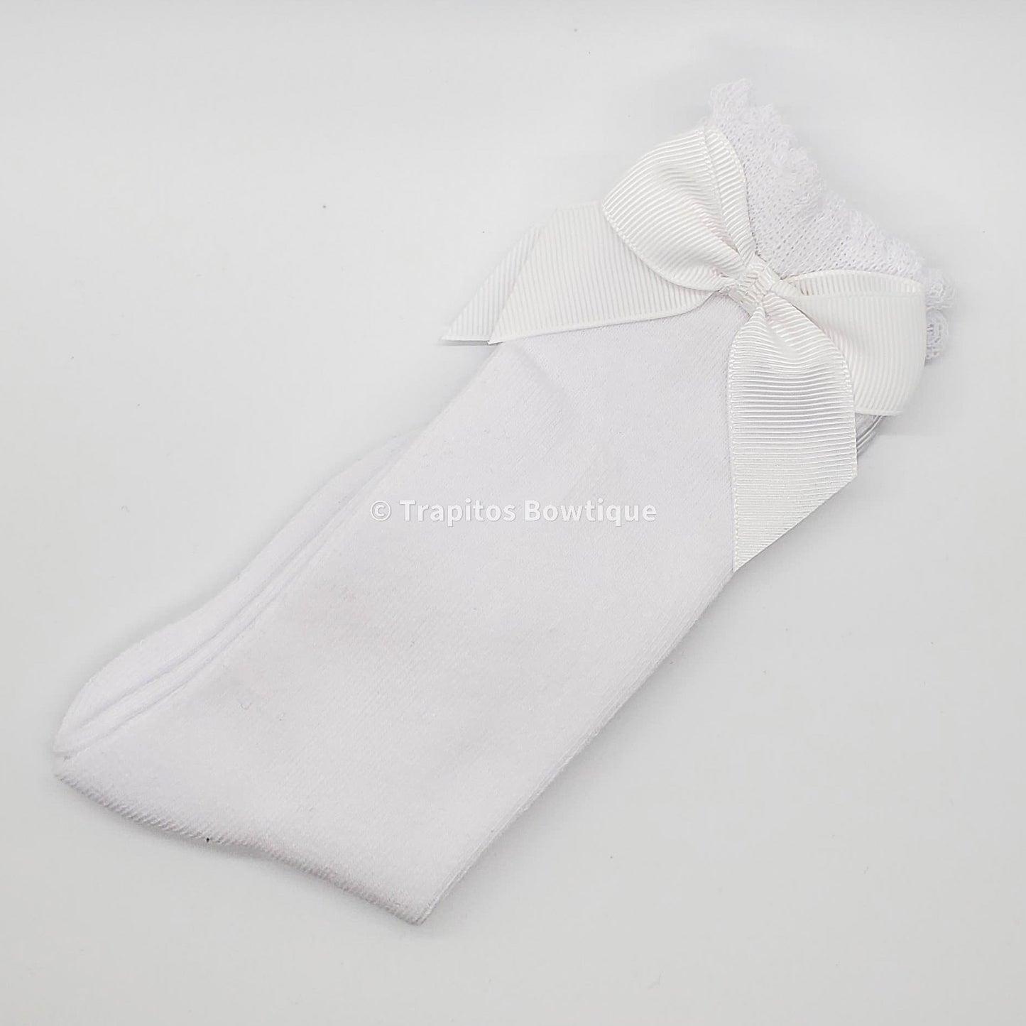 Medias Altas con Moño / Blanco