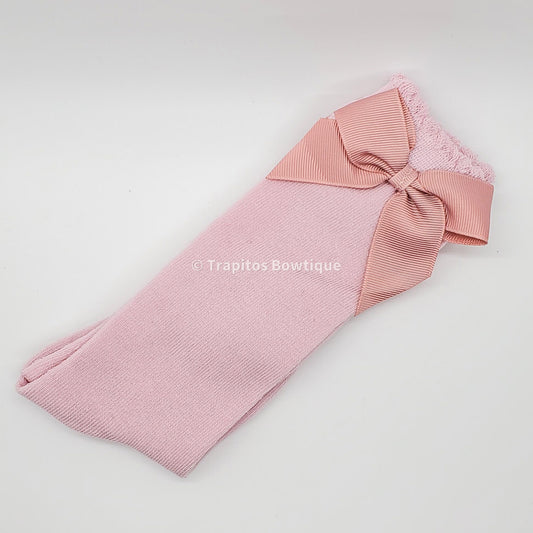 Medias Altas con Moño / Rosa