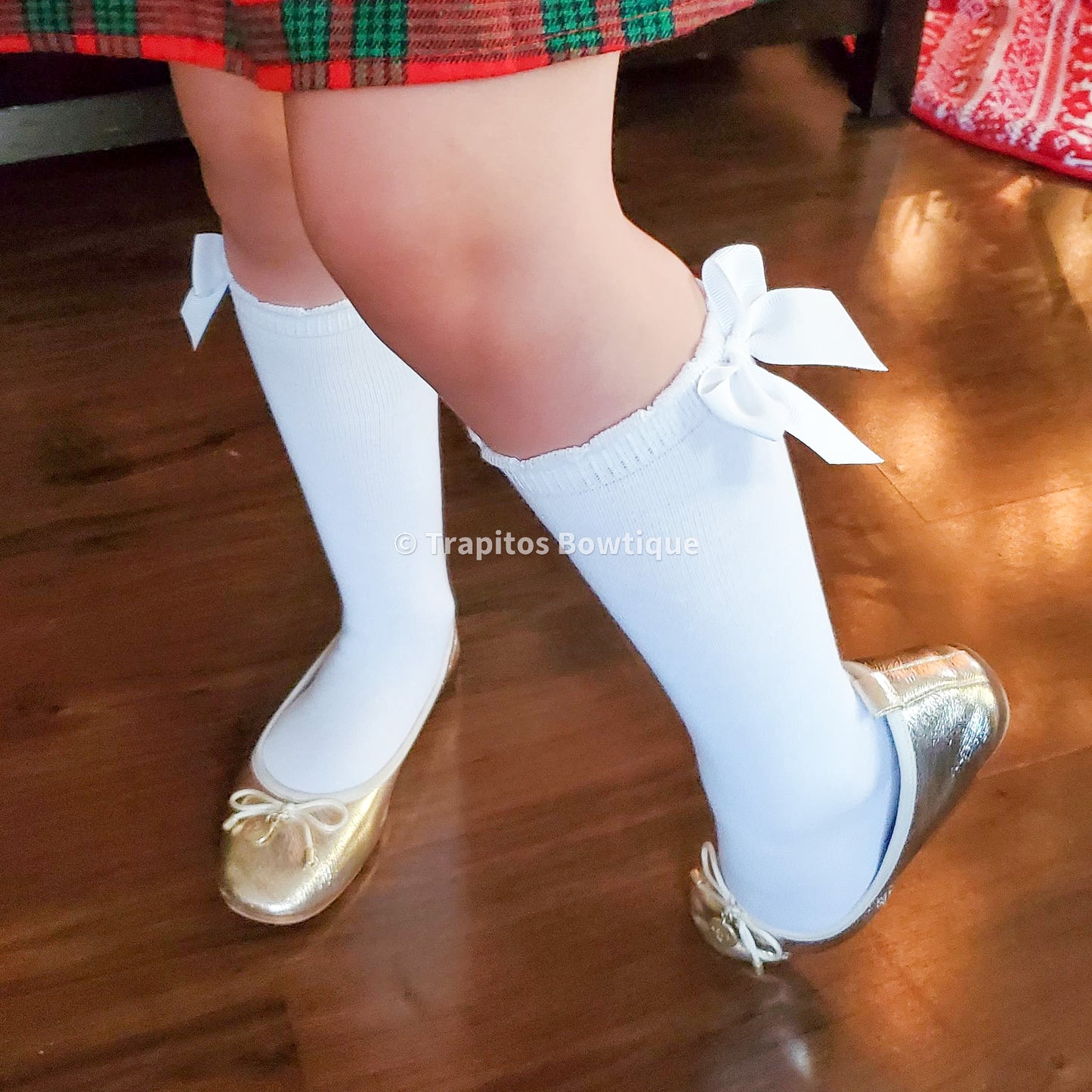 Medias Altas con Moño / Blanco