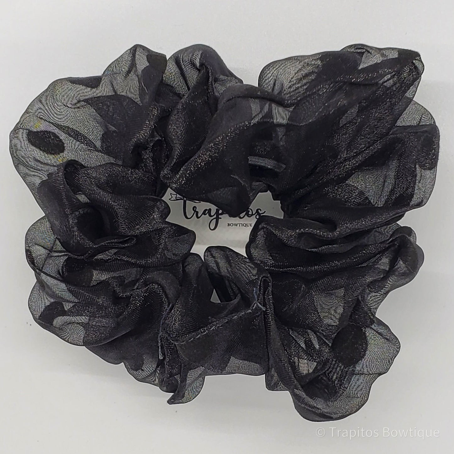 Scrunchie Organza Dots Negro