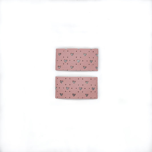 Set Rosa Corazones Glitter