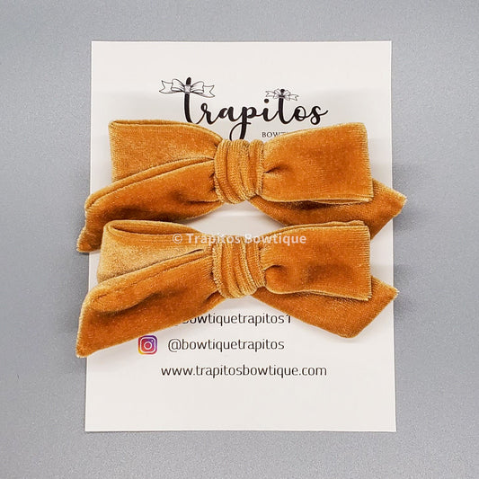 Set Colitas Mostaza Claro / Terciopelo